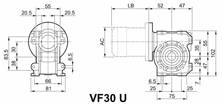 Мотор-редуктор VF 30, исполнение U
