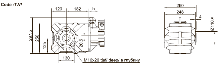 Фланец резьбовыми отверстиями впереди