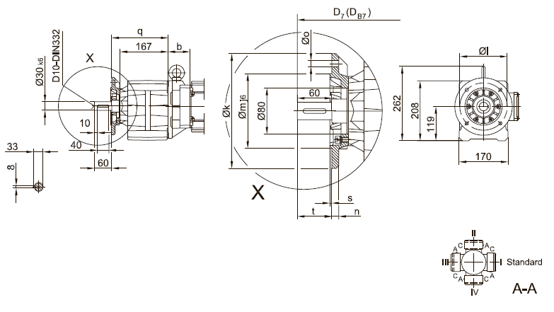 Фланец со сквозными отверстиями BG30