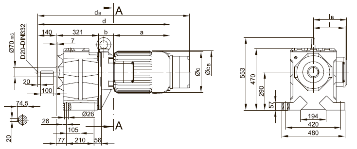 Вариант исполнения на лапах BG80