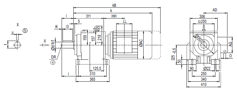Монтажное исполнение на лапах D108, Z108
