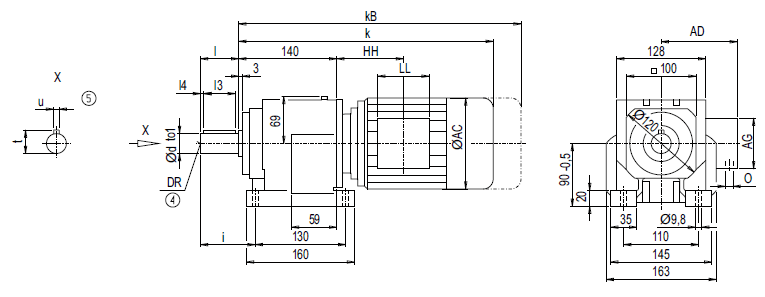 Монтажное исполнение на лапах D38, Z38